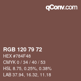 カラーコード: RGB 120 79 72 | qconv.com
