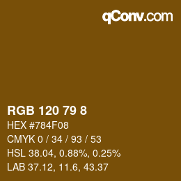 颜色代码: RGB 120 79 8 | qconv.com