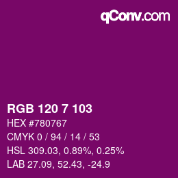カラーコード: RGB 120 7 103 | qconv.com