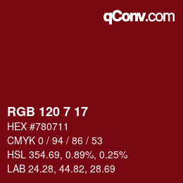 カラーコード: RGB 120 7 17 | qconv.com