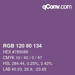 Color code: RGB 120 80 134 | qconv.com