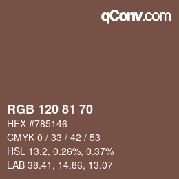 Code couleur: RGB 120 81 70 | qconv.com