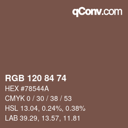Código de color: RGB 120 84 74 | qconv.com