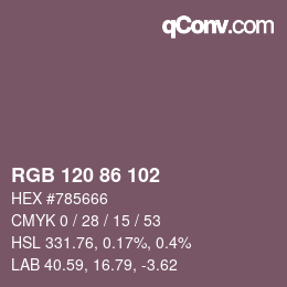 Color code: RGB 120 86 102 | qconv.com