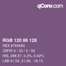 颜色代码: RGB 120 86 128 | qconv.com