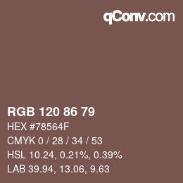 カラーコード: RGB 120 86 79 | qconv.com