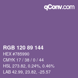 カラーコード: RGB 120 89 144 | qconv.com