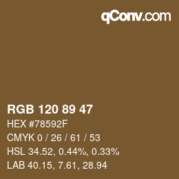 カラーコード: RGB 120 89 47 | qconv.com