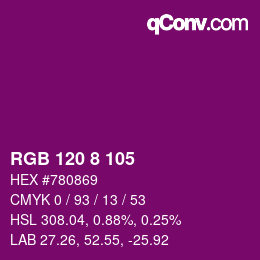 颜色代码: RGB 120 8 105 | qconv.com
