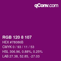 颜色代码: RGB 120 8 107 | qconv.com