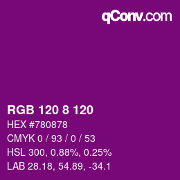 Color code: RGB 120 8 120 | qconv.com