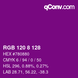 カラーコード: RGB 120 8 128 | qconv.com
