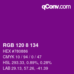 Color code: RGB 120 8 134 | qconv.com