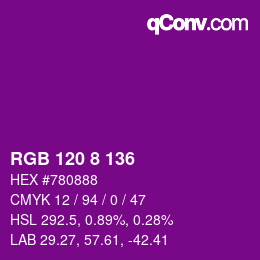 颜色代码: RGB 120 8 136 | qconv.com
