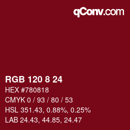 Color code: RGB 120 8 24 | qconv.com