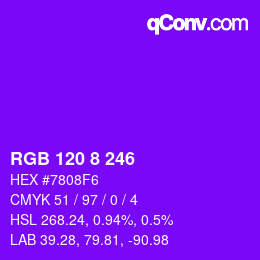 カラーコード: RGB 120 8 246 | qconv.com