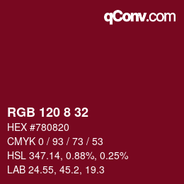 颜色代码: RGB 120 8 32 | qconv.com