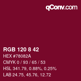 颜色代码: RGB 120 8 42 | qconv.com