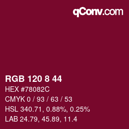 颜色代码: RGB 120 8 44 | qconv.com