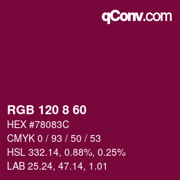 カラーコード: RGB 120 8 60 | qconv.com