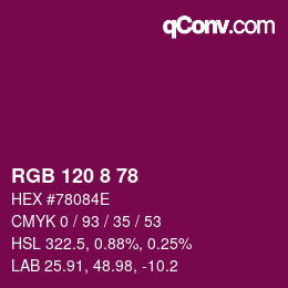 颜色代码: RGB 120 8 78 | qconv.com