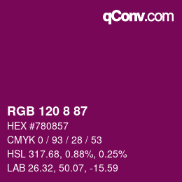 颜色代码: RGB 120 8 87 | qconv.com