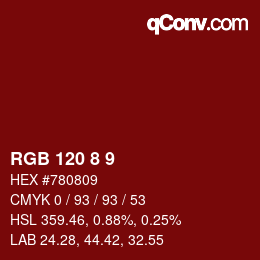 Color code: RGB 120 8 9 | qconv.com