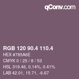 カラーコード: RGB 120 90.4 110.4 | qconv.com