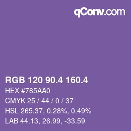 カラーコード: RGB 120 90.4 160.4 | qconv.com