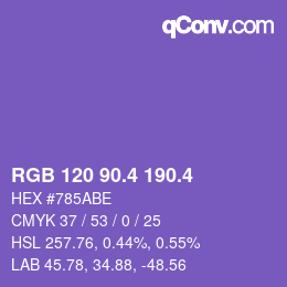 カラーコード: RGB 120 90.4 190.4 | qconv.com