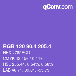 カラーコード: RGB 120 90.4 205.4 | qconv.com