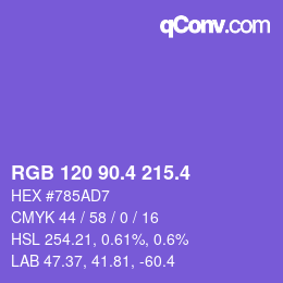 カラーコード: RGB 120 90.4 215.4 | qconv.com