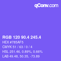 カラーコード: RGB 120 90.4 245.4 | qconv.com