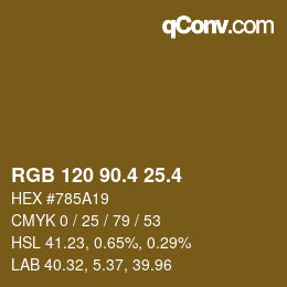 カラーコード: RGB 120 90.4 25.4 | qconv.com