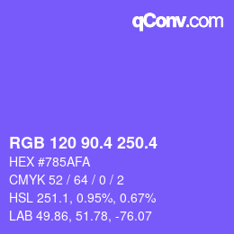 カラーコード: RGB 120 90.4 250.4 | qconv.com