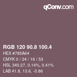 カラーコード: RGB 120 90.8 100.4 | qconv.com