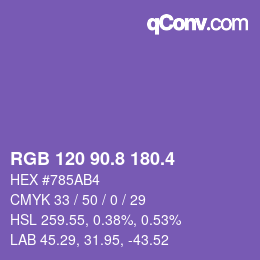 カラーコード: RGB 120 90.8 180.4 | qconv.com