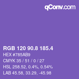カラーコード: RGB 120 90.8 185.4 | qconv.com