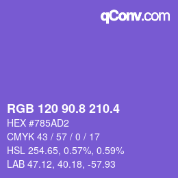 カラーコード: RGB 120 90.8 210.4 | qconv.com