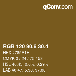 カラーコード: RGB 120 90.8 30.4 | qconv.com