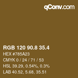 カラーコード: RGB 120 90.8 35.4 | qconv.com