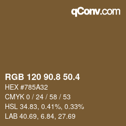 カラーコード: RGB 120 90.8 50.4 | qconv.com