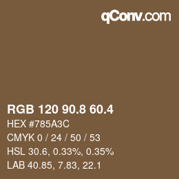 カラーコード: RGB 120 90.8 60.4 | qconv.com