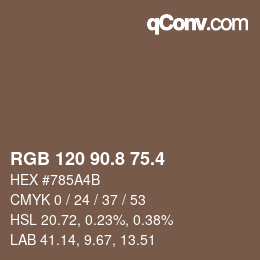カラーコード: RGB 120 90.8 75.4 | qconv.com