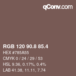 カラーコード: RGB 120 90.8 85.4 | qconv.com
