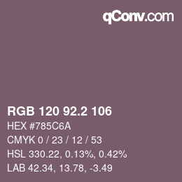 カラーコード: RGB 120 92.2 106 | qconv.com