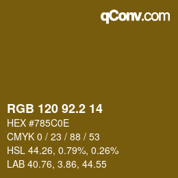 カラーコード: RGB 120 92.2 14 | qconv.com