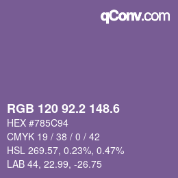 カラーコード: RGB 120 92.2 148.6 | qconv.com