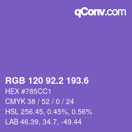カラーコード: RGB 120 92.2 193.6 | qconv.com