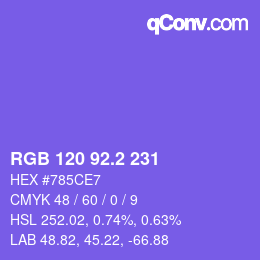 カラーコード: RGB 120 92.2 231 | qconv.com